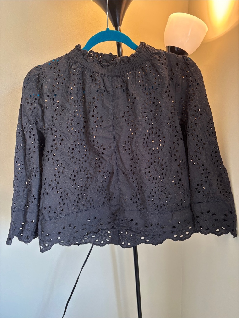 Jennifer & Grace Black Embroidered Knit Long Sleeve 3/4 Sleeve - Picture 9 of 11
